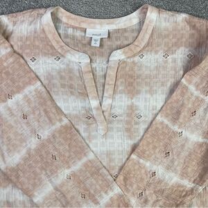 Pure Jill Tunic Top Small Tall Peach Tie Dye Cotton Boho Casual Lightweight